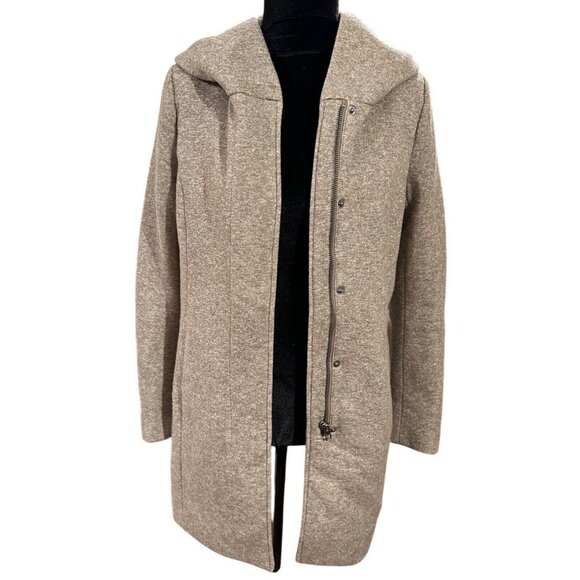 ONLY Sedona Womans Winter Coat Extra Small  Brown Hooded  Side Pockets Zip Snap - Picture 1 of 16